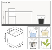 Pflanzkübel Lechuza Cube 30 Komplettset rot inkl. Erdbewässerungsystem, Pflanzeinsatz, Substrat und Wasserstandsanzeiger-thumb-3