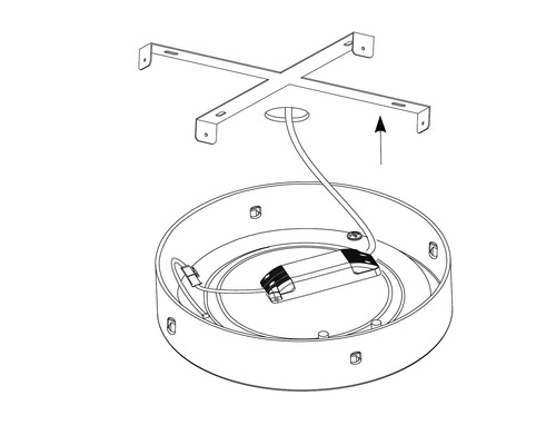 Darstellung der Deckenleuchtenmontage mit Deckenhalterung