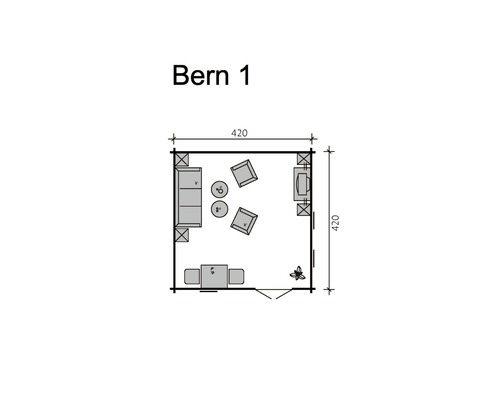 Grundriss des Gartenhauses Bern 1 mit Maßen