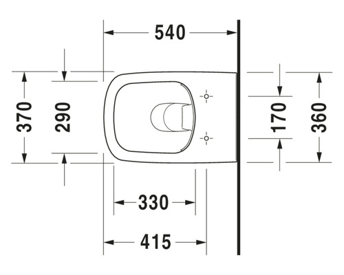 Technische Zeichnung eines Wand-WCs mit Maßangaben