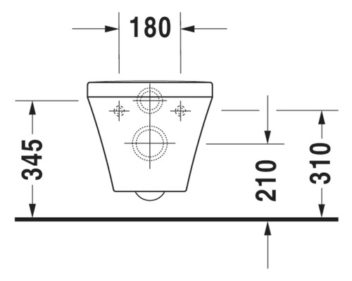 Technische Zeichnung eines Wand-WCs mit Maßangaben