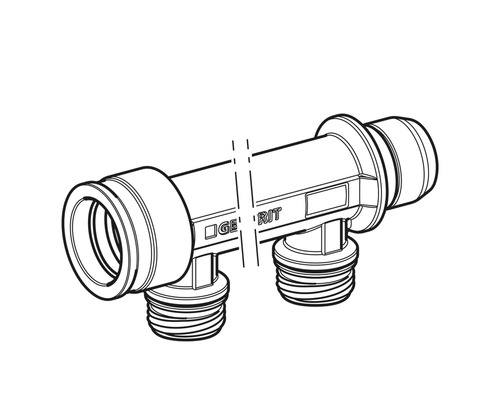 Geberit Logo auf einem Sanitär T-Stück