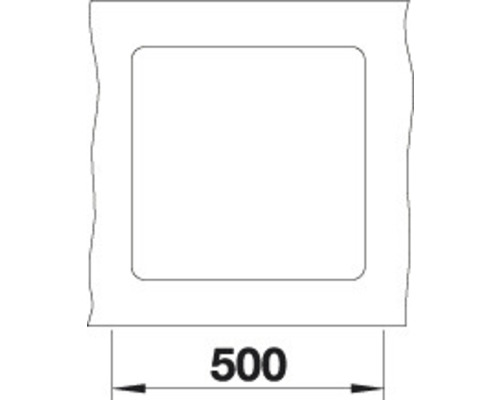 Technische Zeichnung einer quadratischen Aussparung mit einer Breite von 500 Millimetern.