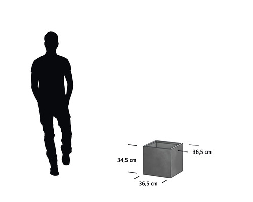 Quadratischer Pflanzkübel mit Größenangaben