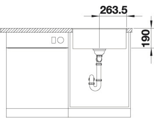 Einbauküchenspüle mit Maßen 263,5 und 190