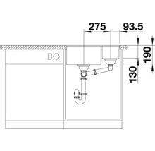 Spüle Blanco SUBLINE 340/160-F 552 x 427 mm weiß 523571 1 Spülbecken Ohne Tropffläche Mit Restebecken Becken links