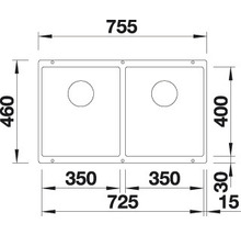 Spüle Blanco SUBLINE 350/350-U 755 x 460 mm felsgrau 523575