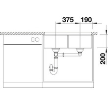 Spüle Blanco SUBLINE 350/350-U 755 x 460 mm felsgrau 523575