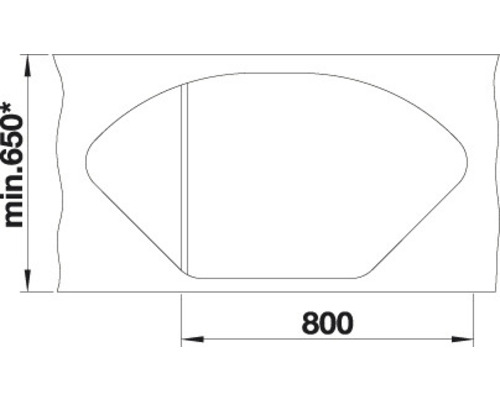 Schema für Waschtisch mit den Massen 800 und minimal 650