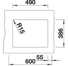 Technische Zeichnung mit Maßangaben für einen rechteckigen Ausschnitt