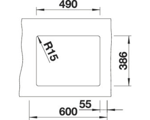 Technische Zeichnung mit Maßangaben für einen rechteckigen Ausschnitt