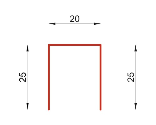 Abmessungen eines U-Profils: 25 x 20 x 25 Millimeter