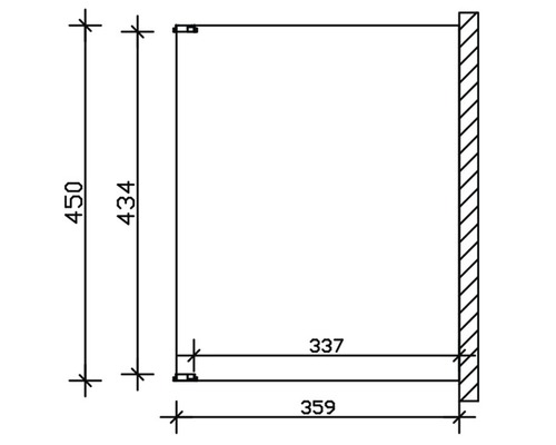 Technische Zeichnung eines Wandschranks mit Maßangaben