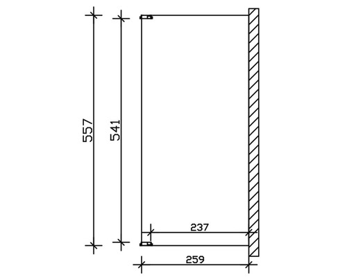 Technische Zeichnung eines Schranks mit den Maßen 557, 541, 259 und 237.