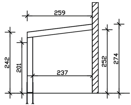 Technische Zeichnung mit Maßangaben für ein Produkt