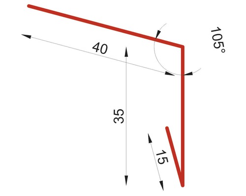 Technische Zeichnung mit Maßangaben für ein Profil