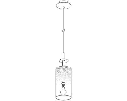 Pendelleuchte mit zylindrischem Glasschirm und Leuchtmittel
