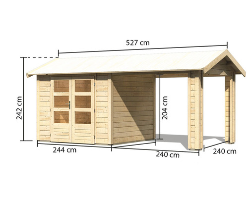 Abmessungen von Gartenhaus mit Carport