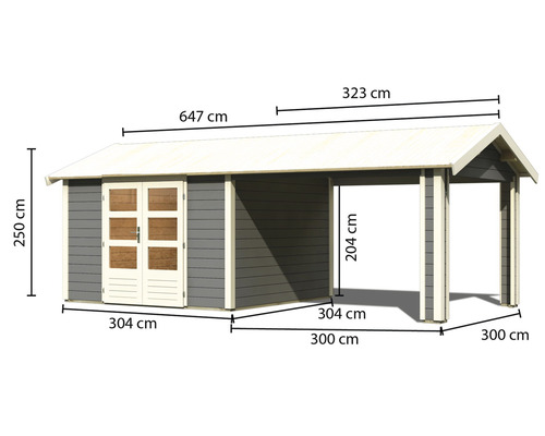Abmessungen von Gartenhaus mit Geräteschuppen