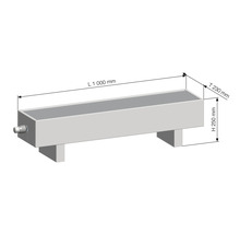 Abbildung einer Wasserbaustein-Attika mit den Maßen: Länge 1000 mm, Tiefe 230 mm, Höhe 250 mm.