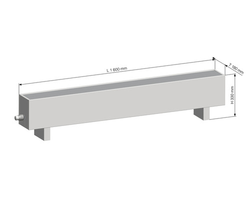 Betonrinne mit den Maßen Länge 1600 mm, Tiefe 180 mm und Höhe 330 mm