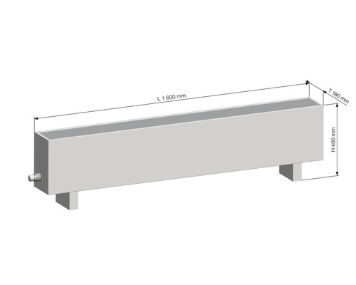 Dachrinne aus Metall mit den Maßen 1600 x 400 x 180 Millimeter