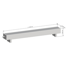 Zeichnung einer Zinkrinne mit den Maßen 1800 mm Länge, 230 mm Tiefe und 250 mm Höhe