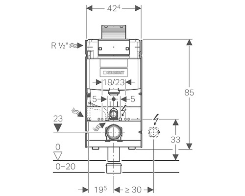 Maßzeichnung Geberit Spülkasten