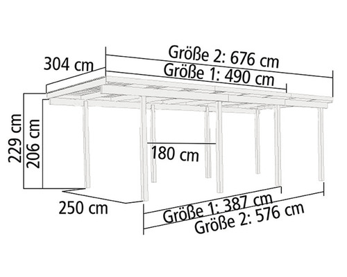 Diagramm einer Holzkonstruktion mit Maßangaben