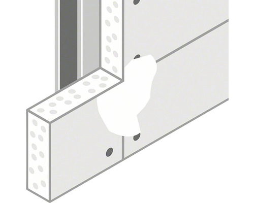 Illustration einer ausgebesserten Gipskartonwand.