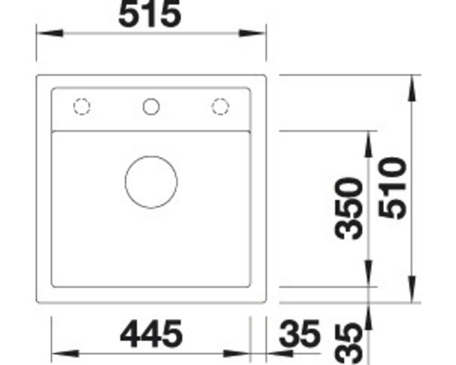 Skizze einer Spüle mit Maßangaben