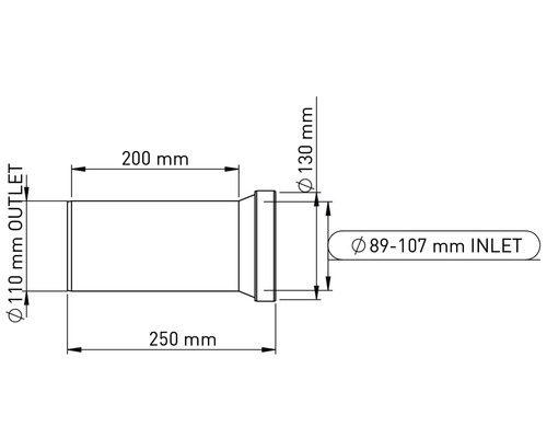 WC Anschlussgarnitur mit 25mm Versatz, Wand-WC DN90-110