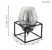 Dekorative Tischleuchte mit Glasschirm und Metallfuß, Höhe 1950 Millimeter