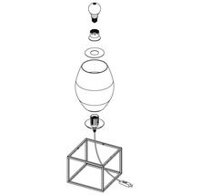 Tischleuchte 1-flammig HxBxL 30,5x20x20 cm Olival schwarz/rauchglas mit Kabelschalter