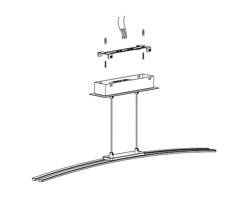Zeichnung eines Schienensystems mit Montagezubehör