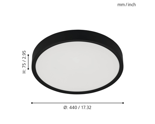 Runde Deckenleuchte, Durchmesser 440 Millimeter, Höhe 75 Millimeter