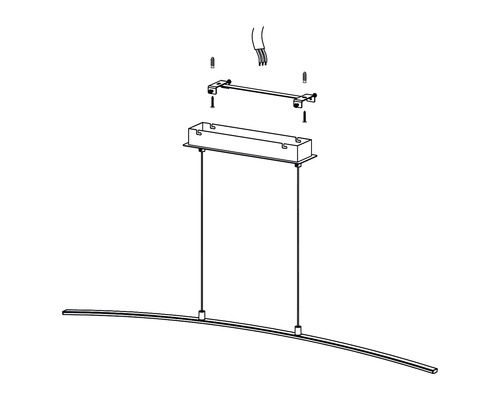 Zeichnung einer Hängeleuchte mit Montageanleitung