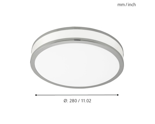 Runde Deckenleuchte mit Chromrand und den Maßen 280 Millimeter Durchmesser