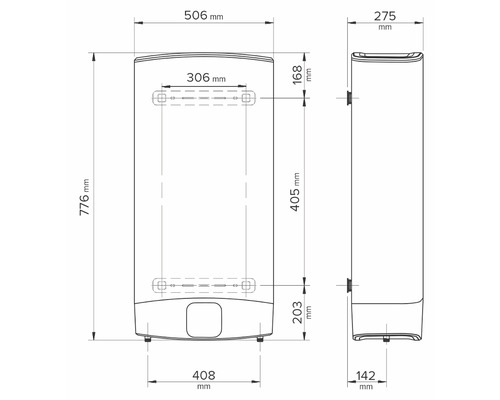Abmessungen eines Warmwasserbereiters