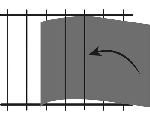 Illustration eines Sichtschutzzauns mit Flexibilitätspfeil