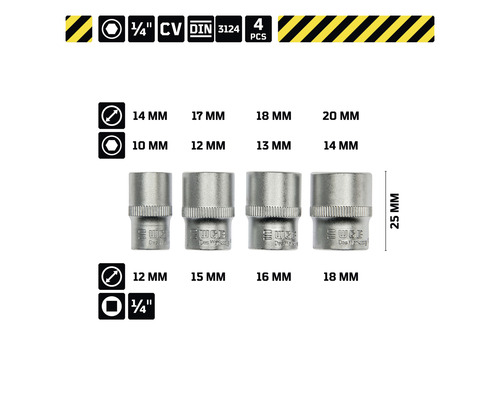 Steckschlüsseleinsatz Set mit verschiedenen Größen