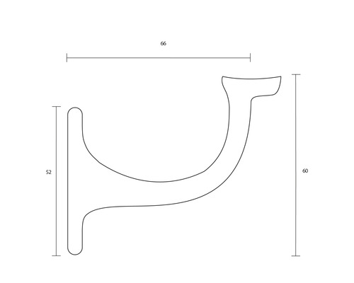 Technische Zeichnung einer Stangenhalterung mit Maßangaben