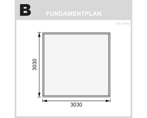 Grundriss mit den Maßen 3030 mm