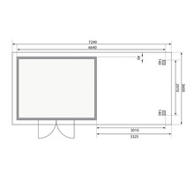 Gartenhaus Karibu Speyer 4 inkl. Anbaudach 3,3 m 724 x 331,5 cm terragrau