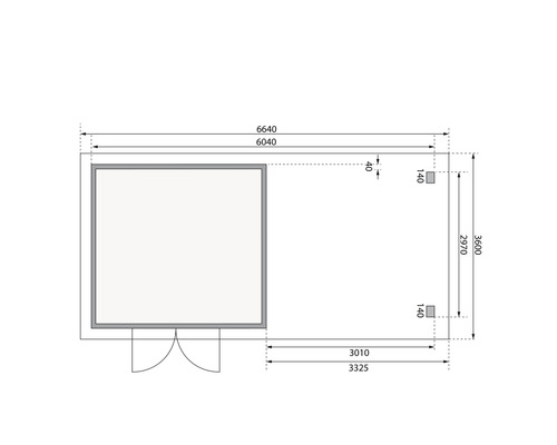 Grundriss eines Gartenhauses mit Maßangaben