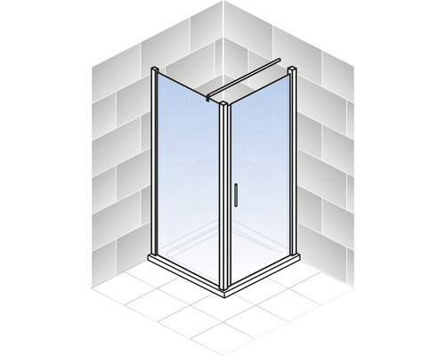 Eckdusche mit Glastür und Griff