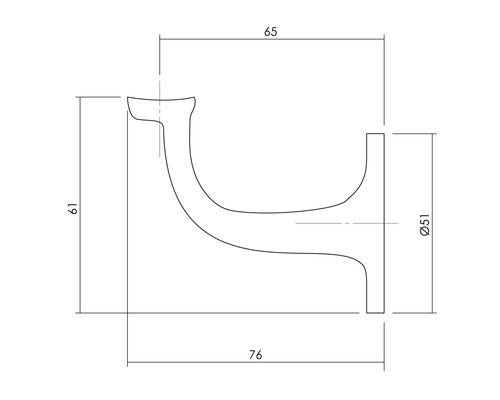 Technische Zeichnung eines Wandhandlaufhalters mit Maßangaben
