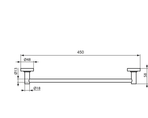 Technische Zeichnung eines Handtuchhalters mit Maßangaben