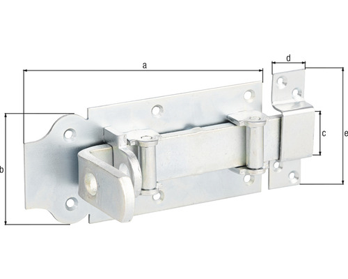 Stangenschloss mit Maßangaben