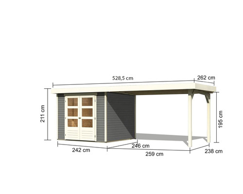 Abmessungen eines Gerätehauses mit Carport